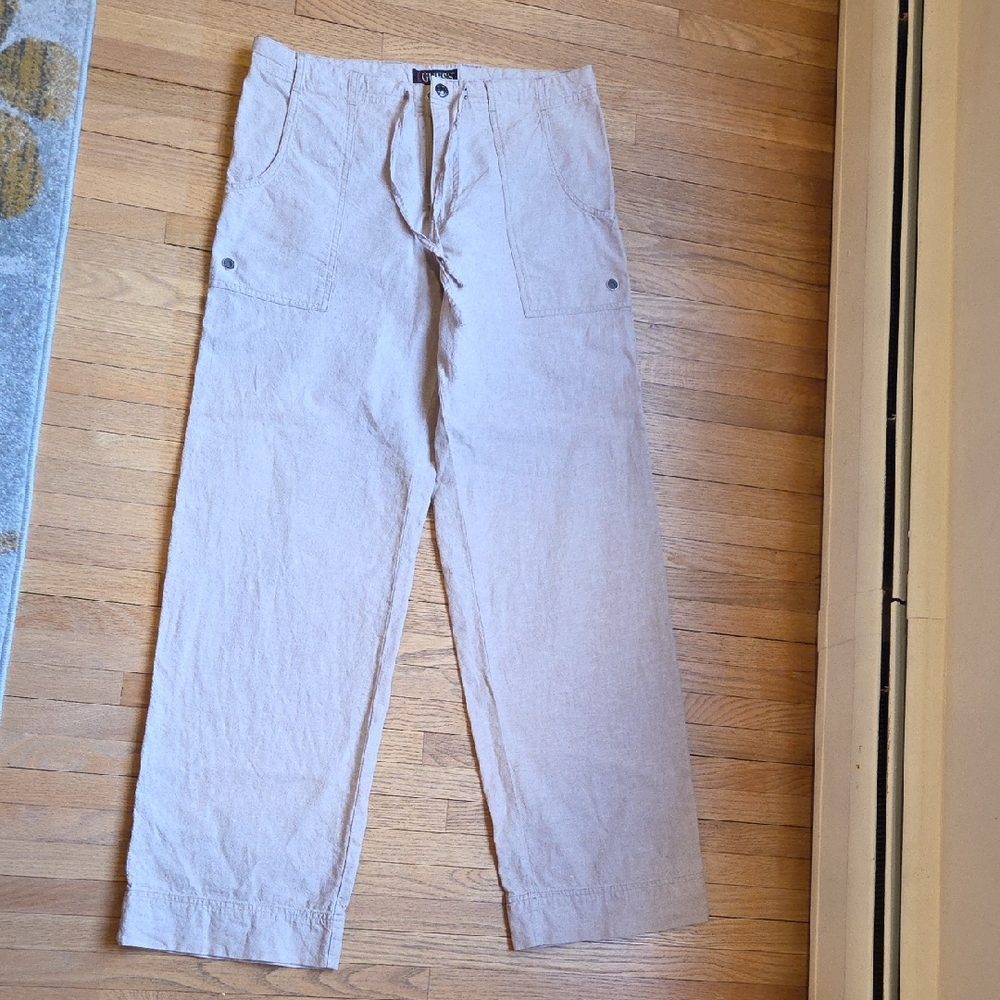Guess Men's Beige Tan Linen Pants Size 30 Y2K